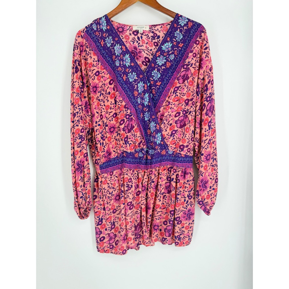 Umgee Womens Romper XL Floral Boho Festival Cottagecore Romantic Feminine Flowy